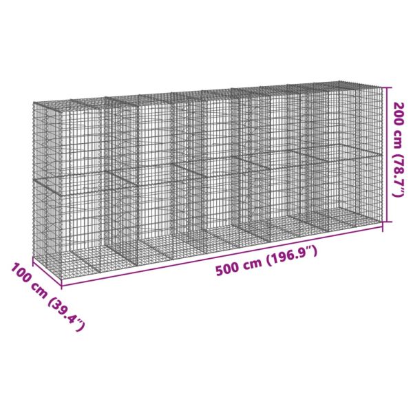 Габионна кошница с покритие, 500x100x200 см, поцинковано желязо