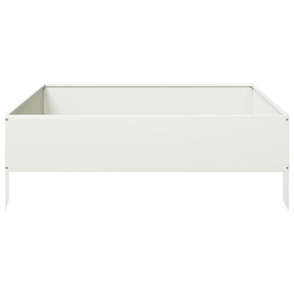 Градинско повдигнато легло, бяло, 100x100x33,5 см, стомана