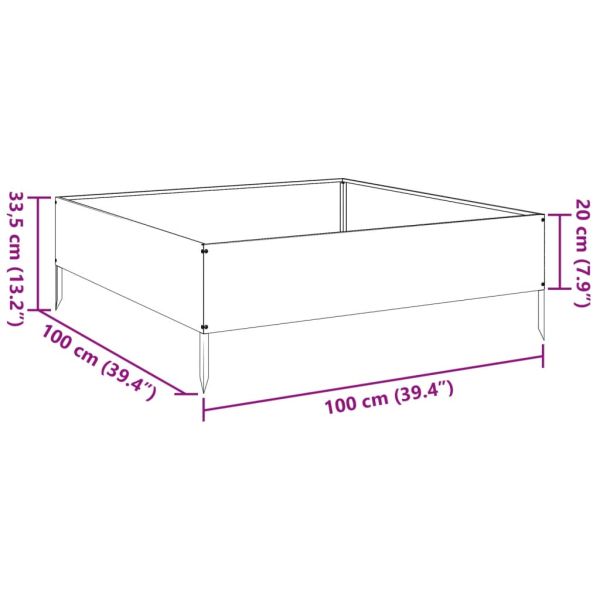 Градинско повдигнато легло, бяло, 100x100x33,5 см, стомана