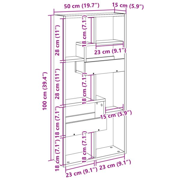 Стенен шкаф, бетонно сив, 50x15x100 см, инженерно дърво