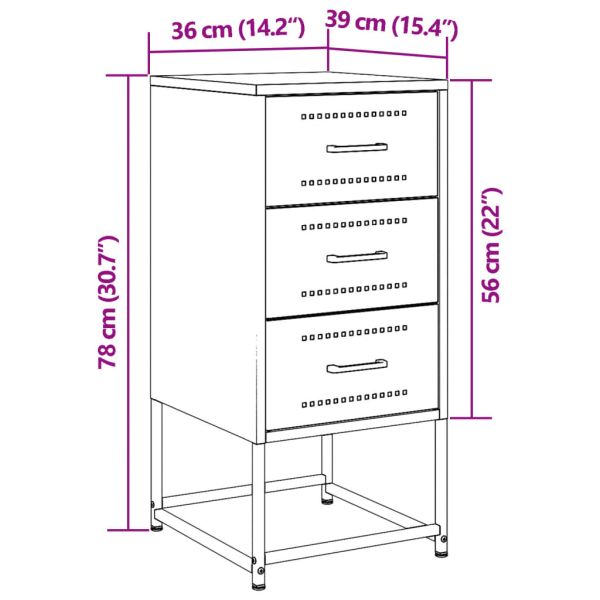 Нощни шкафчета 2 бр горчица жълто 36x39x78 см стомана
