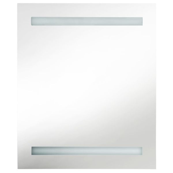 LED шкаф с огледало за баня, бяло и дъб, 50x14x60 см