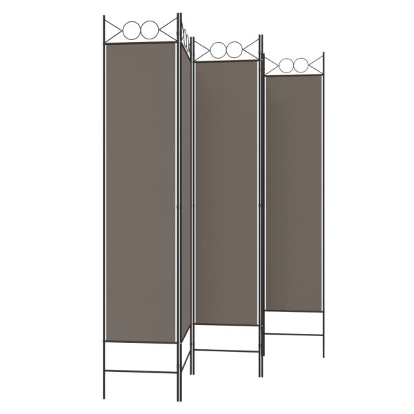 Параван за стая, 5 панела, антрацит, 200x200 cм, текстил