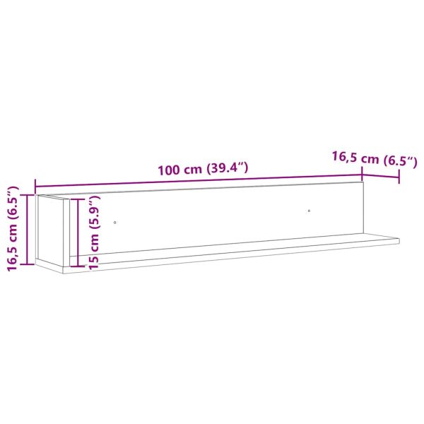 Стенни рафтове 2 бр сонома дъб 100x16,5x16,5 см инженерно дърво
