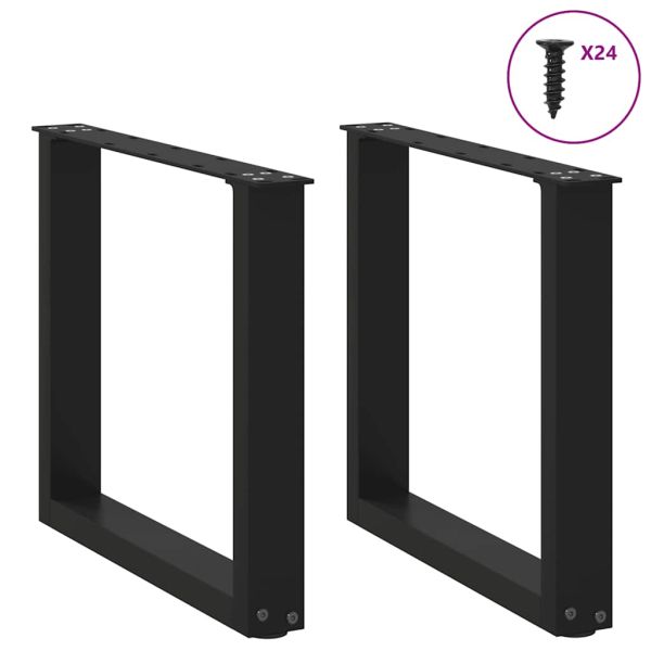 Крака за масичка за кафе, U-образни, 2 бр., черни, 50 x (42-43) см, стомана