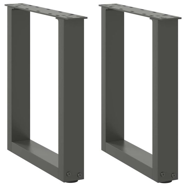 Крака за масичка за кафе, U-образни, 2 бр., антрацит, 38 x (42-43) см, стомана