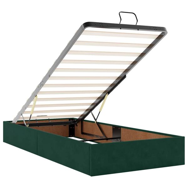 Османска легло с матраци и LED, тъмнозелено, 80x200 см, кадифе