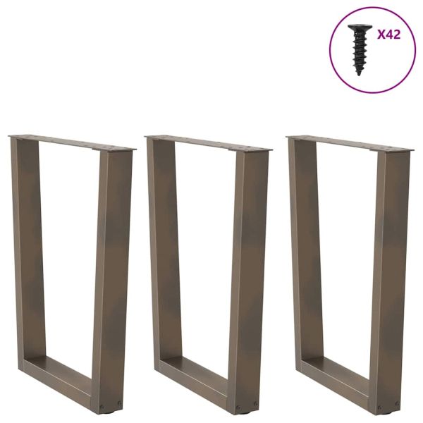 Крака за трапезна маса, V-образни, 3 бр., естествена стомана, 70 x (72-73,3) см, стомана