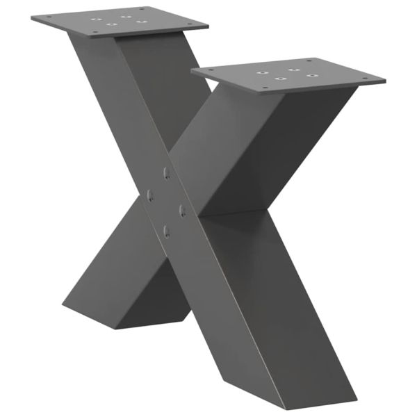 Крака за масичка за кафе, X-образни, 2 бр., антрацит, 50x(30-31) см, стомана