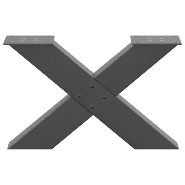 Крака за масичка за кафе, X-образни, 2 бр., антрацит, 50x(30-31) см, стомана