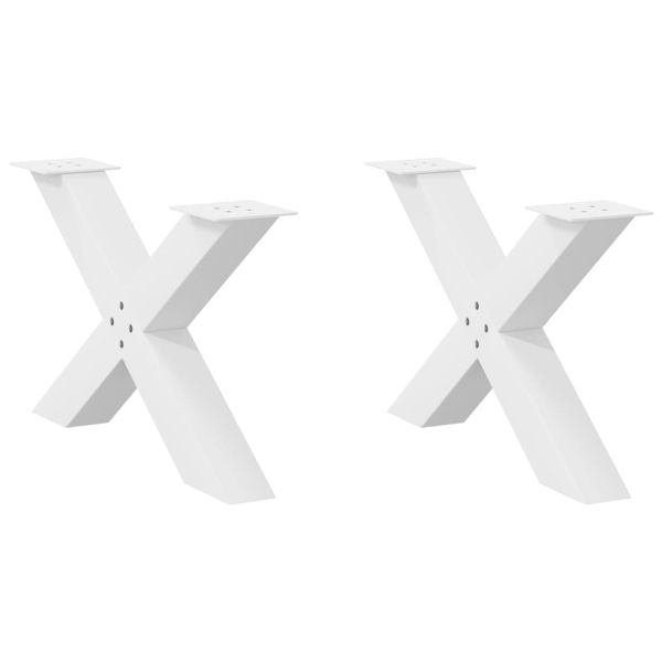 Крака за масичка за кафе, X-образни, 2 бр., бели, 70 x (42-43) см, стомана