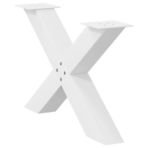 Крака за масичка за кафе, X-образни, 2 бр., бели, 70 x (42-43) см, стомана
