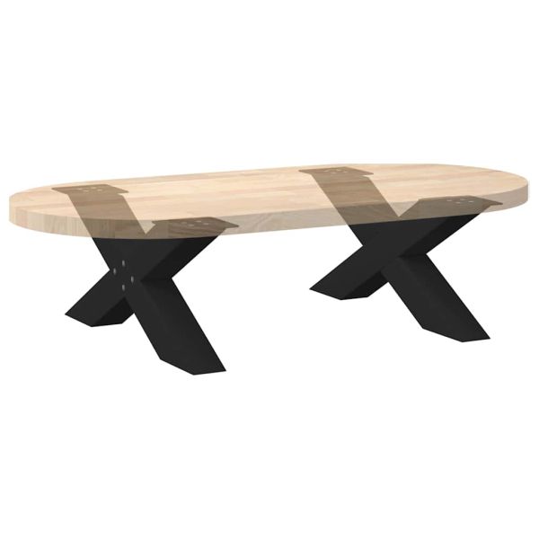 Крака за масичка за кафе, X-образни, 2 бр., черни, 70 x (30-31) см, стомана