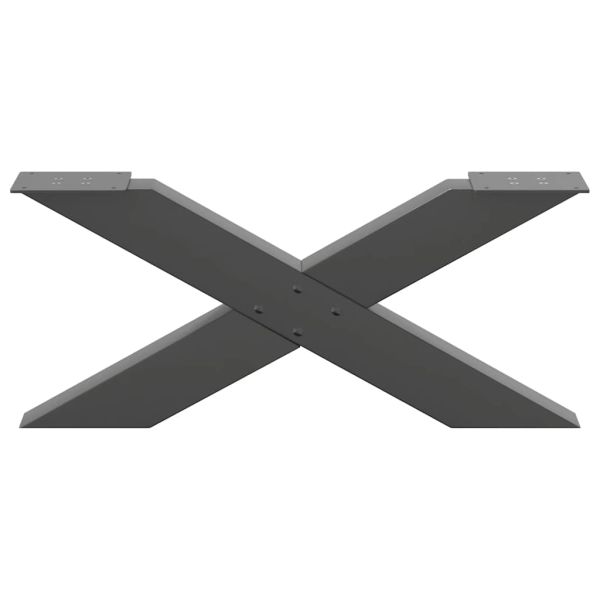 Крака за масичка за кафе, X-образни, 2 бр., антрацит, 70x(30-31) см, стомана