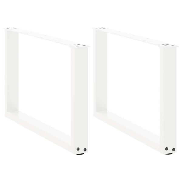 Крака за масичка за кафе, U-образни, 2 бр., бели, 60 x (42-43) см, стомана