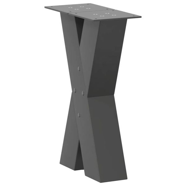 Крака за масичка за кафе, X-образни, 2 бр., антрацит, 28 x (42-43) см, стомана