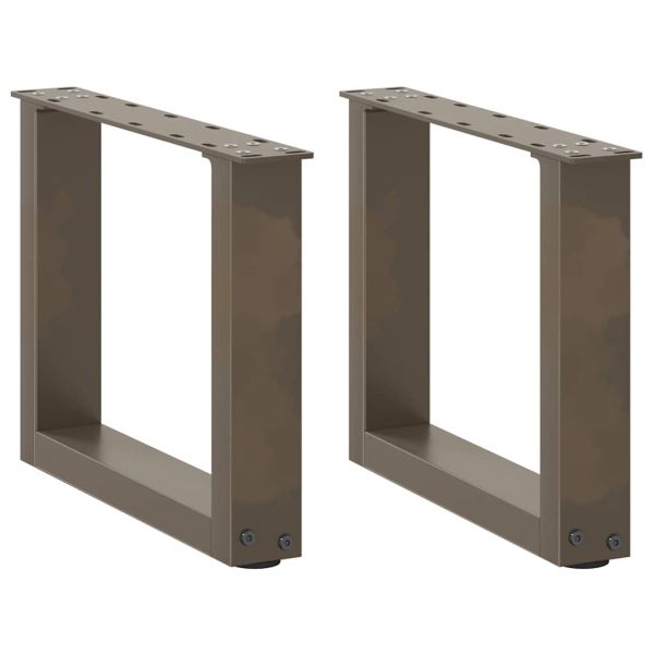 Крака за масичка за кафе, U-образни, 2 бр., естествена стомана, 40 x (30-31) см, стомана