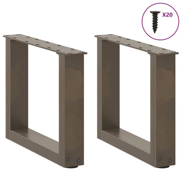 Крака за масичка за кафе, U-образни, 2 бр., естествена стомана, 40 x (30-31) см, стомана