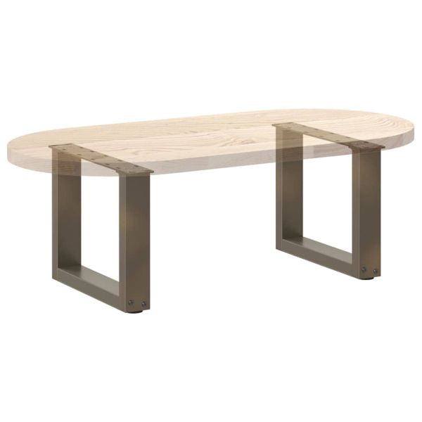 Крака за масичка за кафе, U-образни, 2 бр., естествена стомана, 40 x (30-31) см, стомана