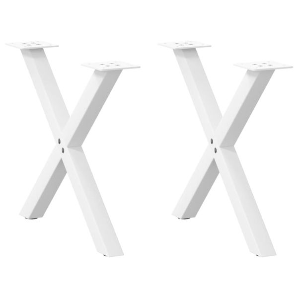 Крака за масичка за кафе, X-образни, 2 бр., бели, 50 x (42-43) см, стомана