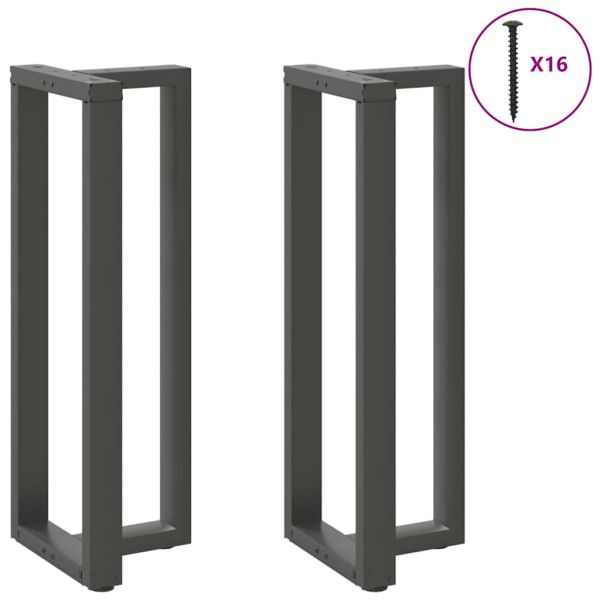 Крака за бар маса, Т-образни, 2 бр., антрацит, 40x35x(110-111) см, стомана