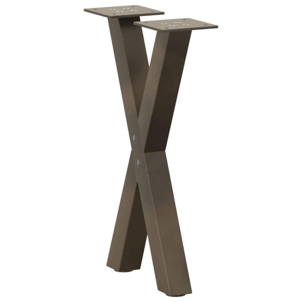 Крака за масичка за кафе, X-образни, 2 бр., естествена стомана, 38 x (42-43) см, стомана
