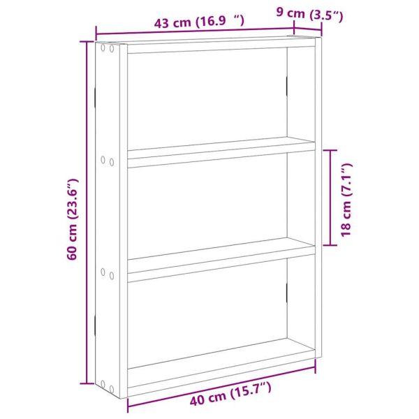 стенна етажерка от старо дърво 43x9x60 cm Инженерна дървесина