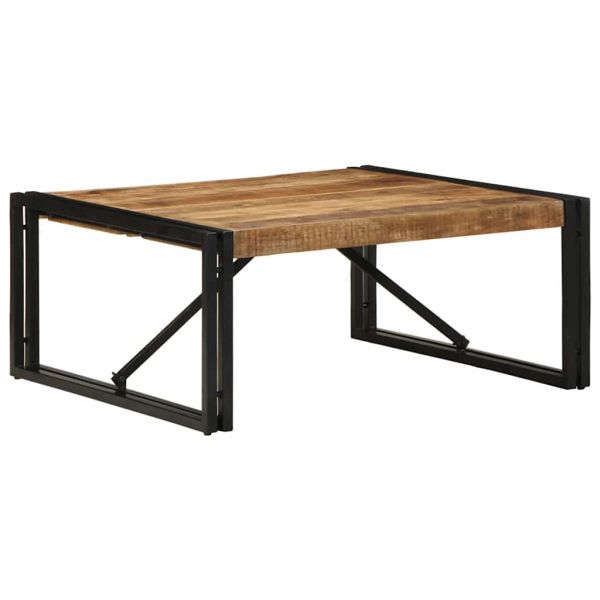 Масичка за кафе 80x80x35 cm Масивна груба дървесина Манго