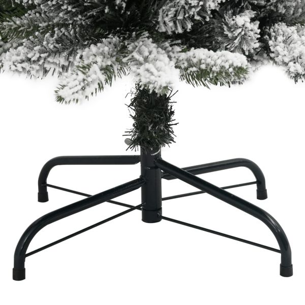 Изкуствена тънка коледна елха с флокиран сняг 150 cm PVC&PE