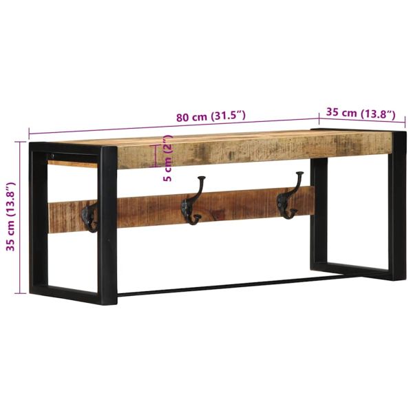 Закачалка за палта 80x35x35 cm Масивна груба дървесина Манго
