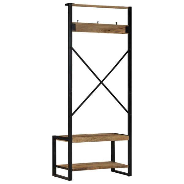 vidaXLS Закачалка за дрехи 80x40x190 cm Масивна груба дървесина Манго