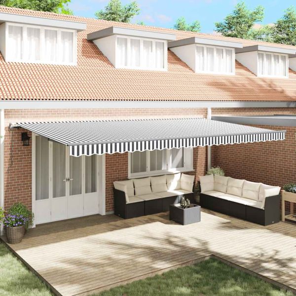 Автоматично прибираща се тента, антрацит и бял, 600x300 см