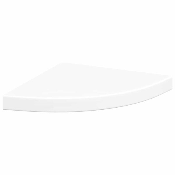 Плаващи ъглови рафтове, 2 бр., бели, 35x35x3,8 см, MDF