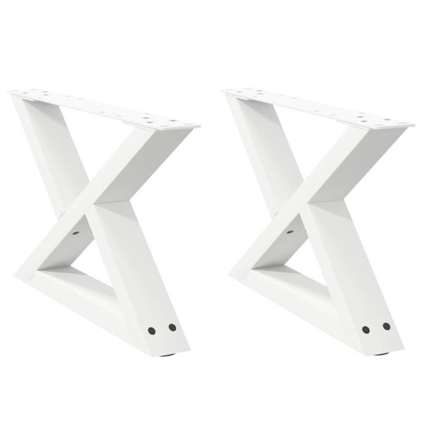 Крака за масичка за кафе, 2 бр., бели, 60 x (30-31,3) см, стомана