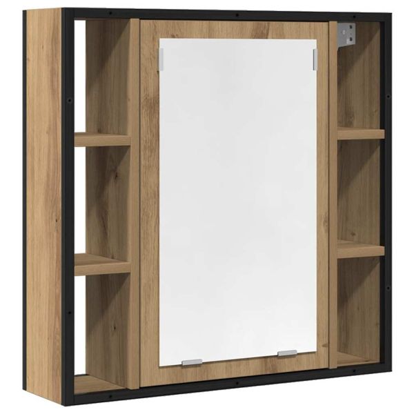 Огледален шкаф за баня дъб артизан 60x16x60 см инженерно дърво