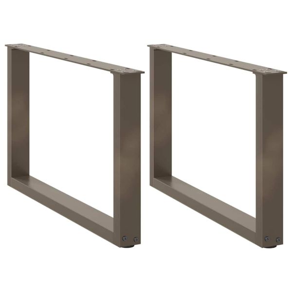 Крака за масичка за кафе, U-образни, 2 бр., естествена стомана, 60 x (42-43) см, стомана