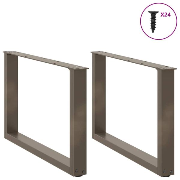 Крака за масичка за кафе, U-образни, 2 бр., естествена стомана, 60 x (42-43) см, стомана