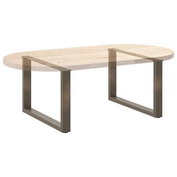 Крака за масичка за кафе, U-образни, 2 бр., естествена стомана, 60 x (42-43) см, стомана