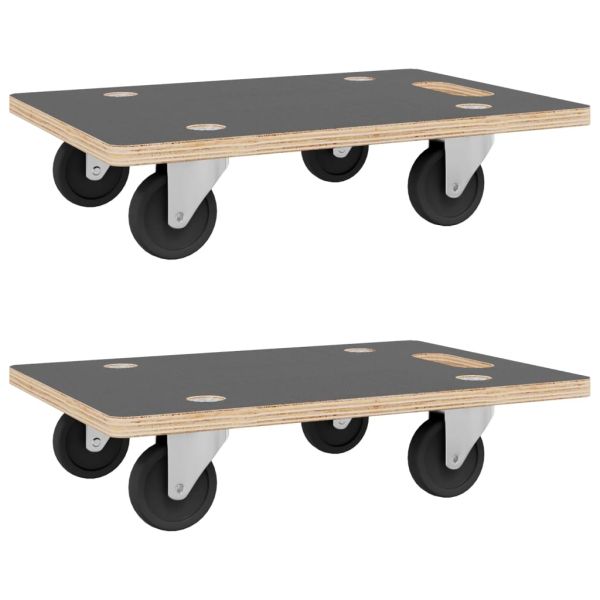 Транспортни колички 2 бр правоъгълни 80x55x11,5 см 250 кг