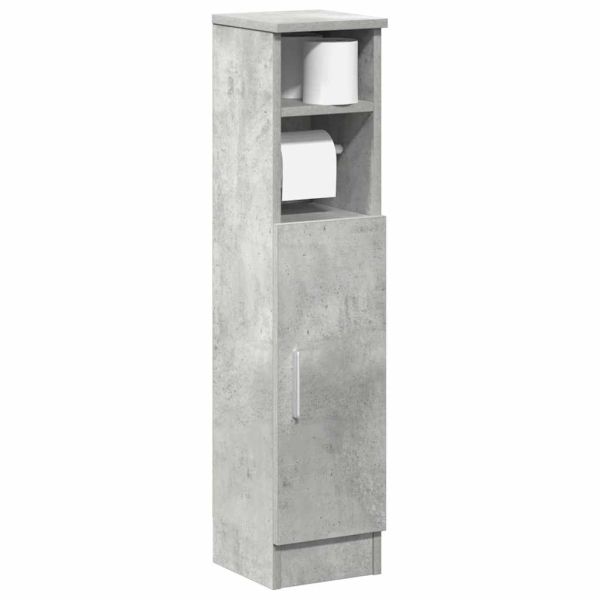 Шкаф за баня с поставка за ролки, бетонно сив, 20,5x22x90 см