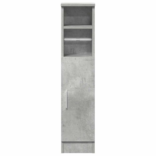 Шкаф за баня с поставка за ролки, бетонно сив, 20,5x22x90 см