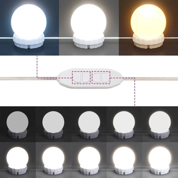 Тоалетка с LED, сива, 95x50x133,5 см, борово дърво масив