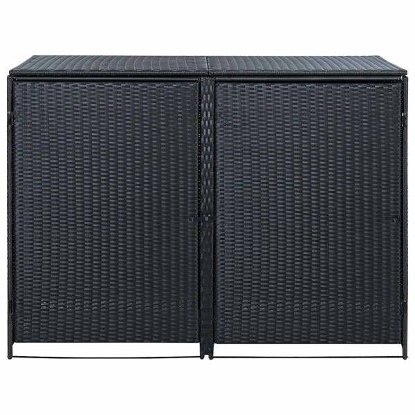 Двоен навес за подвижни кофи за смет, полиратан, 148x80x111 cм