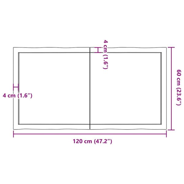 Плот за маса светлокафяв 120x60x(2-6) см обработен масивен дъб