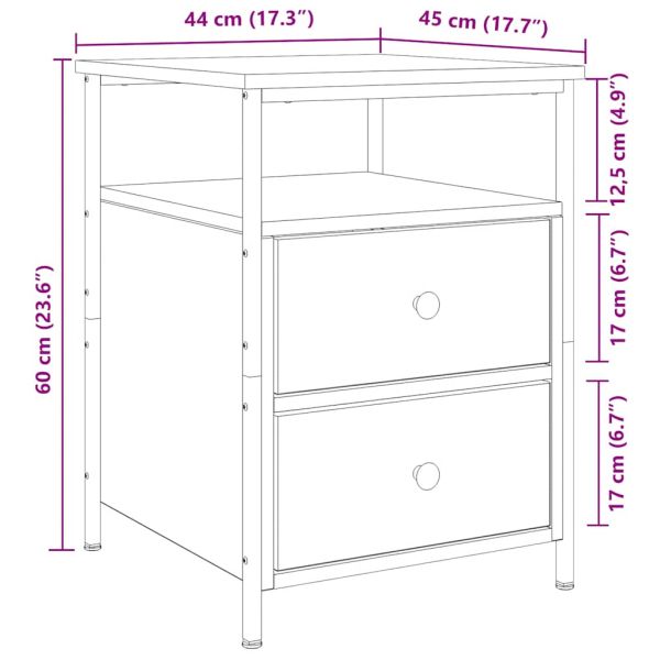 Bedside Cabinet Artisan Oak 44x45x60 cm Engineered Wood - Untranslated