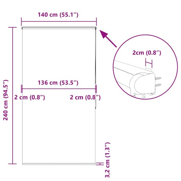 Ролетна щора за душ с касета 140x240 см Ширина на плата 136 см