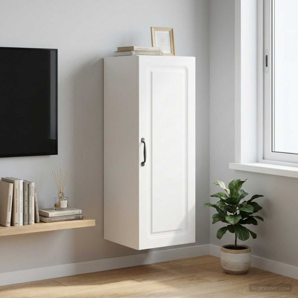 Стенно шкафче 33 x 34,5 x 90 см Инженерна дървесина Бяло