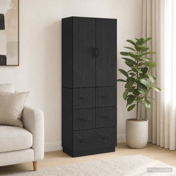 Комплект шкафове 2 pcs Черно 66 x 34,5 x 87 см