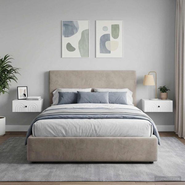 Спален шкаф с монтаж на стена 2 pcs Бял гланц 49 x 34,5 x 20 см