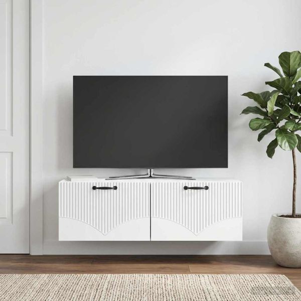 Стенно монтиран ТВ шкаф Монтиране на стена Бяло 98 x 31 x 30 см